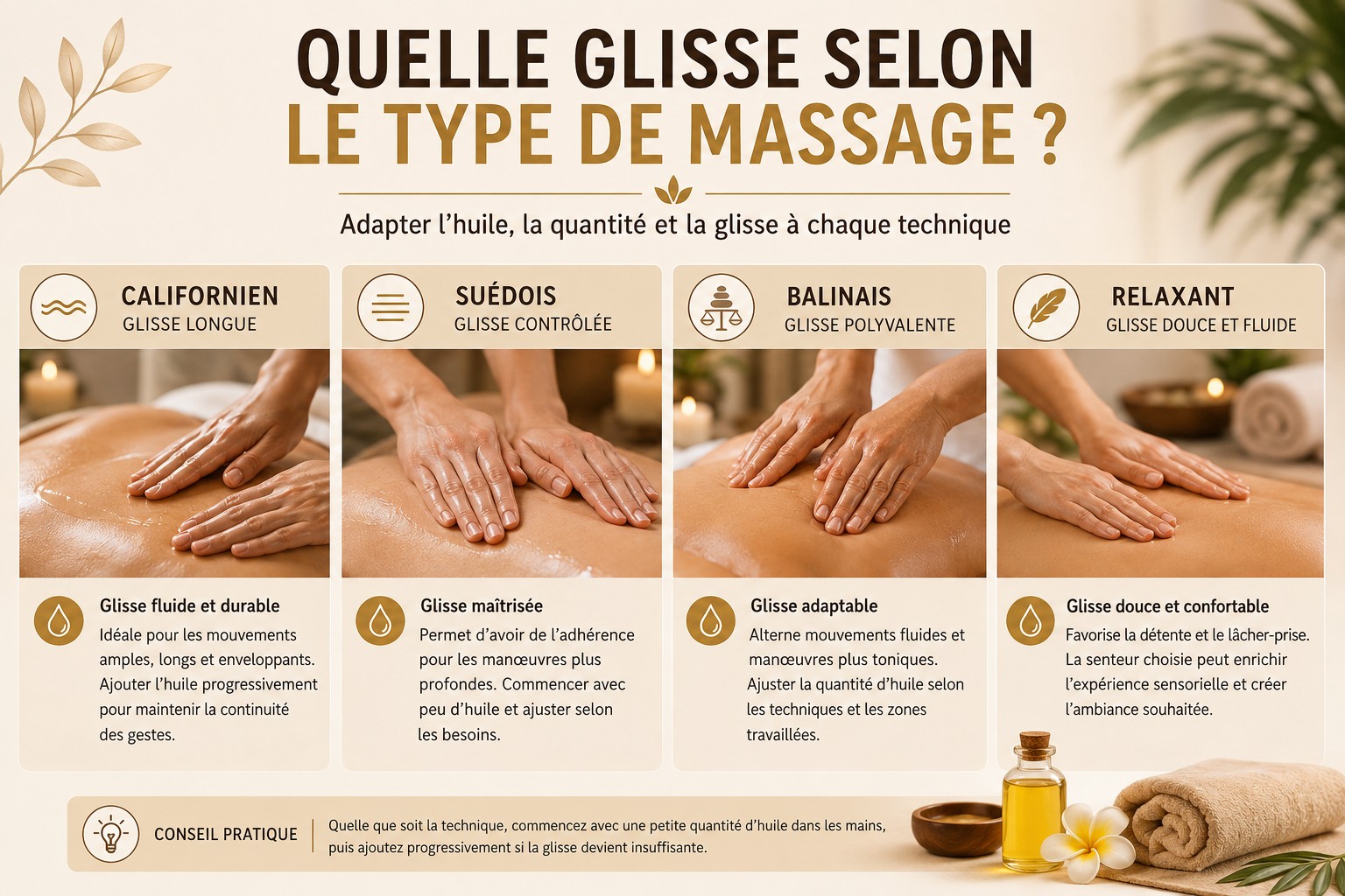 Quelle glisse choisir selon le type de massage